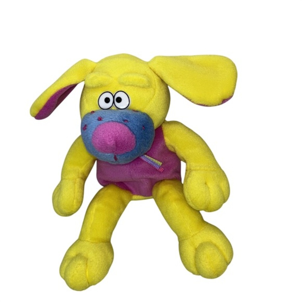 Dan Dee Collectors Choice Plush Dog Yellow Purple Blue Stuffed Animal Toy 9 inch